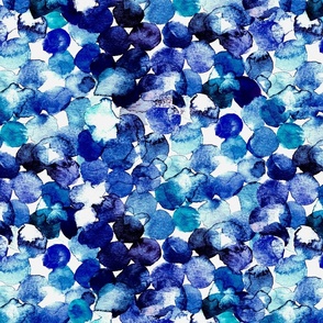 Indigo Blue Watercolor Drops on White by Brittanylane