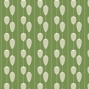 Pinecone Strings ~ on Green