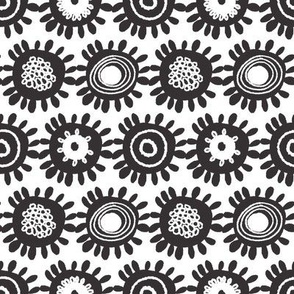 Funky Flowers ~ black on white