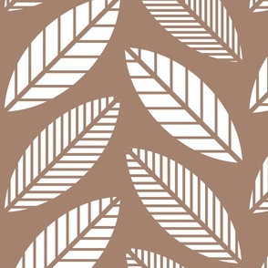 Geometric Vines Copper Leaves Dark- Extra Large- Wallpaper- Home Decor- Tan- Cream- Beige- Sienna- Earth Tones- Neutral Botanical- Gender Neutral Nursery- Mid Century Modern- Bohemian