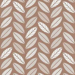 Geometric Vines Copper Leaves Dark- Small- Wallpaper- Home Decor- Tan- Cream- Beige- Sienna- Earth Tones- Neutral Botanical- Gender Neutral Nursery- Mid Century Modern- Bohemian