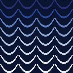 Midnight Tide - Deep Blue Waves Pattern - Nautical Elegance for Sophisticated Home Decor and Apparel