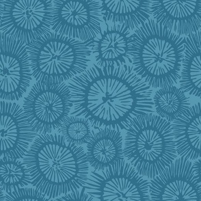 Azure Reef Whirls - Spiraling Coral Pattern in Cool Blues - Marine Life Design for Refreshing Home & Wardrobe Accents