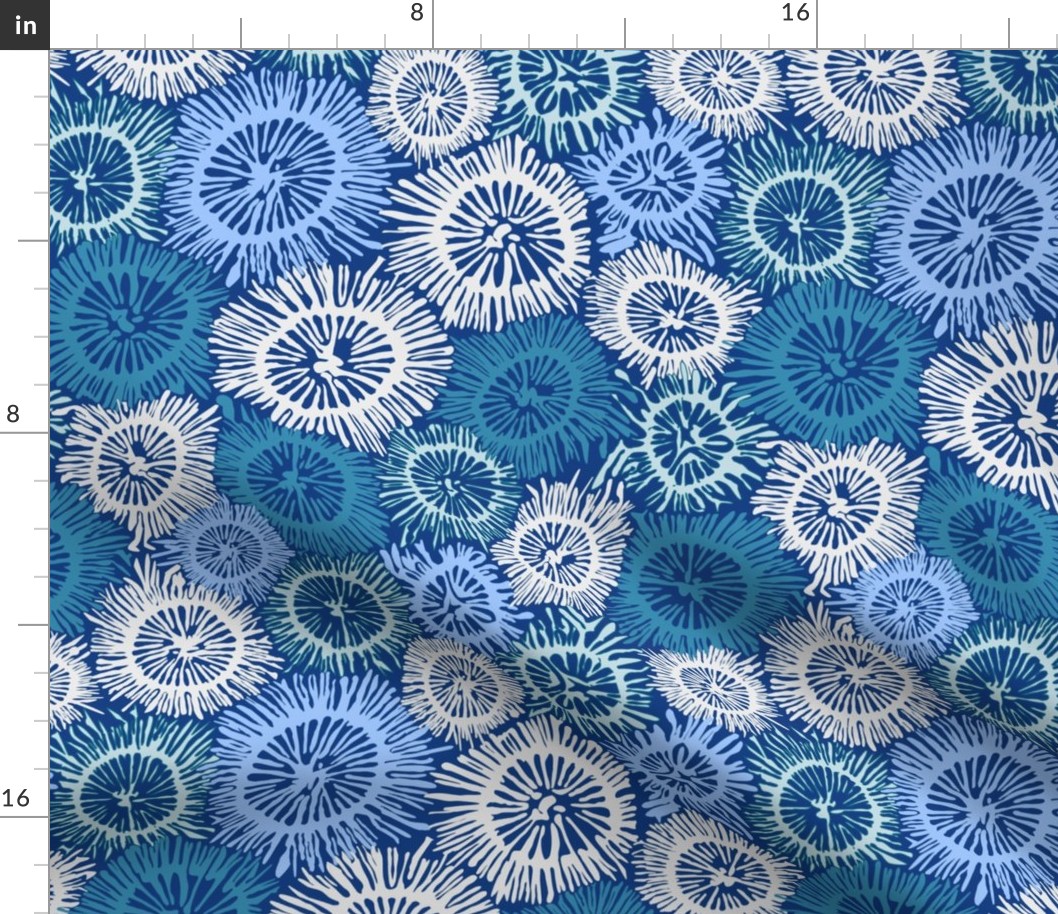 Blue Star Coral Impressions - Marine-Inspired Abstract Pattern - Oceanic Elegance for Home Decor & Apparel