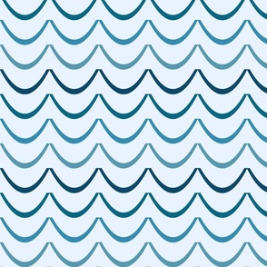 Crisp Ocean Currents - Refreshing Blue to Teal Wave Pattern - Light Coastal Ambiance for Contemporary Decor & Apparel