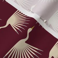 Art Deco Cranes - Burgundy - 3" wide repeat