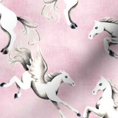 Prancing Pegasi Ponies - cotton candy pink