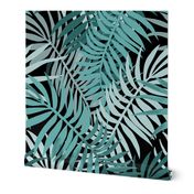 jumbo-Niu Palm Fronds-sea green on black