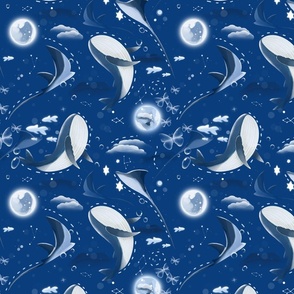 Dreamy space whales and stingray (Small)