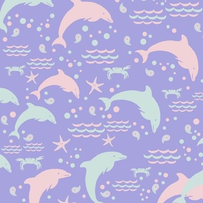 Baby Dolphin Fabric, Wallpaper and Home Decor | Spoonflower