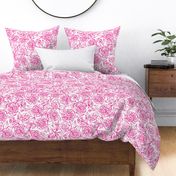 Peony Garden - hot pink on white - large