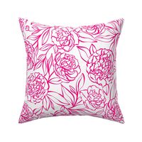 Peony Garden - hot pink on white - large