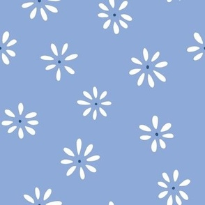 daisies (white) on blue-LARGE