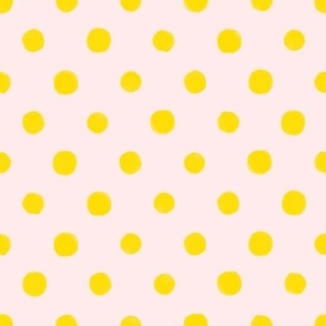 Yellow polkadots on soft pink