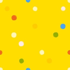 Multicolored dots on sunny yellow