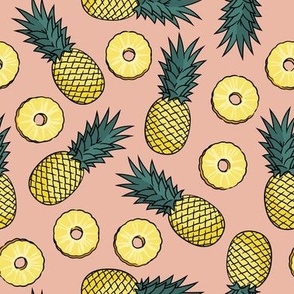 Pineapples - pineapple slices - summer fruit - pink- LAD22