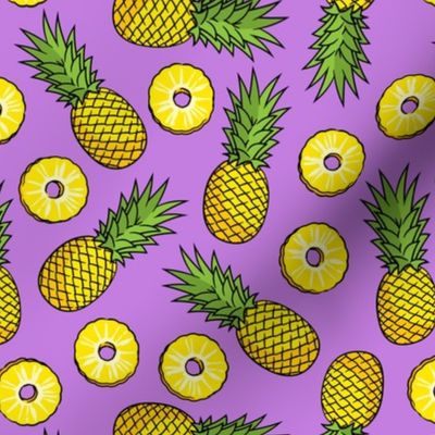 Pineapples - pineapple slices - summer fruit - purple - LAD22