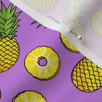 Pineapples - pineapple slices - summer fruit - purple - LAD22