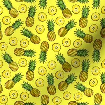 (small scale) Pineapples - pineapple slices - summer fruit - yellow - LAD22