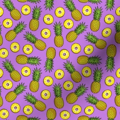 (small scale) Pineapples - pineapple slices - summer fruit - purple - LAD22