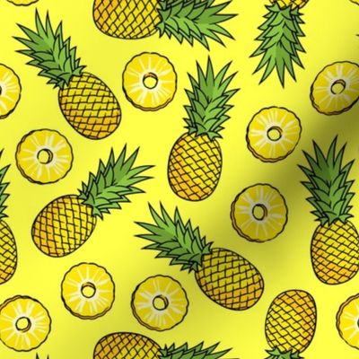 Pineapples - pineapple slices - summer fruit - yellow - LAD22