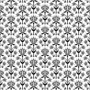 Vintage Victorian-Inspired Botanical in Black on White - Extra Small