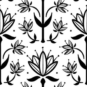 Vintage Victorian-Inspired Botanical in Black on White - Medium