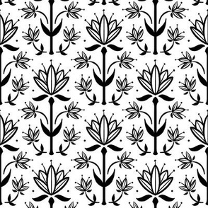 Vintage Victorian-Inspired Botanical in Black on White - Small