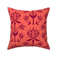 Vintage Victorian-Inspired Botanical in Burgundy on Peach - Large