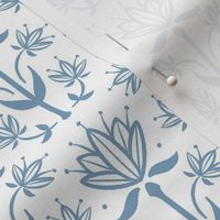 Vintage Victorian-Inspired Botanical in Calm Periwinkle on White - Extra Small