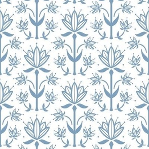 Vintage Victorian-Inspired Botanical in Calm Periwinkle on White - Extra Small