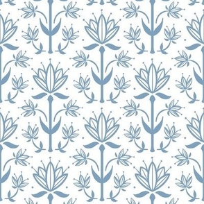 Vintage Victorian-Inspired Botanical in Calm Periwinkle on White - Small