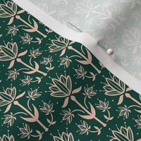 Vintage Victorian-Inspired Botanical in Blush Pink on Forest Green - Extra Small