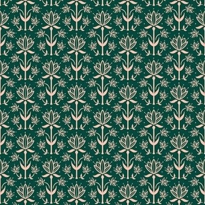 Vintage Victorian-Inspired Botanical in Blush Pink on Forest Green - Extra Small