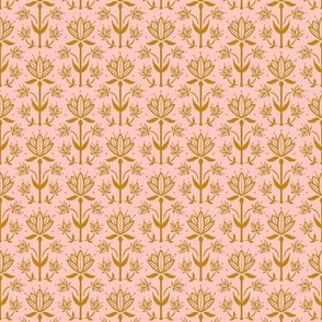 Vintage Victorian-Inspired Botanical in Gold on Blush - Extra Small