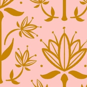 Vintage Victorian-Inspired Botanical in Gold on Blush - large