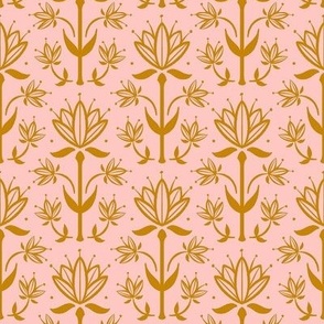 Vintage Victorian-Inspired Botanical in Gold on Blush - Small