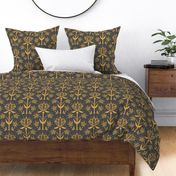 Vintage Victorian-Inspired Botanical in Gold on Charcoal - Large