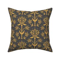 Vintage Victorian-Inspired Botanical in Gold on Charcoal - Medium