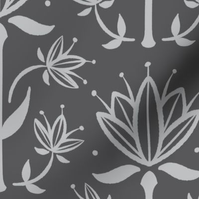 Vintage Victorian-Inspired Botanical in Grey - Large