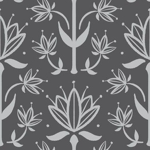 Vintage Victorian-Inspired Botanical in Grey - Medium