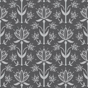 Vintage Victorian-Inspired Botanical in Grey - Small