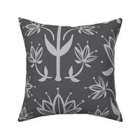 Vintage Victorian-Inspired Botanical in Grey - Extra Large