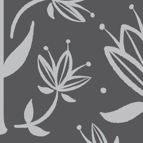 Vintage Victorian-Inspired Botanical in Grey - Extra Large