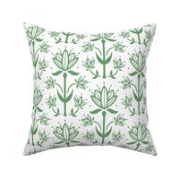 Vintage Victorian-Inspired Botanical in Leaf Green on White - Medium