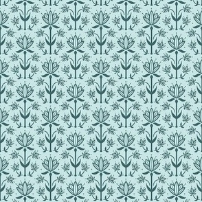 Vintage Victorian-Inspired Botanical in Pine on Mint - Extra Small