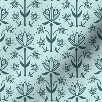 Vintage Victorian-Inspired Botanical in Pine on Mint - Small