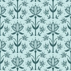 Vintage Victorian-Inspired Botanical in Pine on Mint - Small