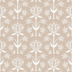 Vintage Victorian-Inspired Botanical in Soothing Taupe - Small