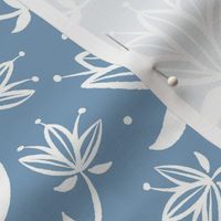 Vintage Victorian-Inspired Botanical in White on Calm Periwinkle - Medium